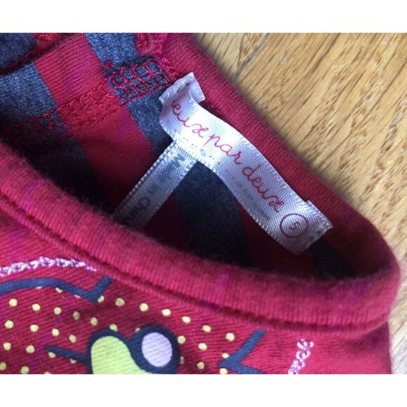 Deux Par Deux Size 5 Dress Red & Grey Striped - Picture 5 of 8